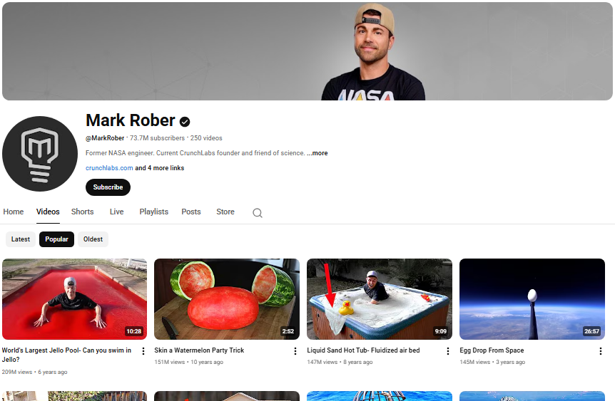 Mark Rober homepage.