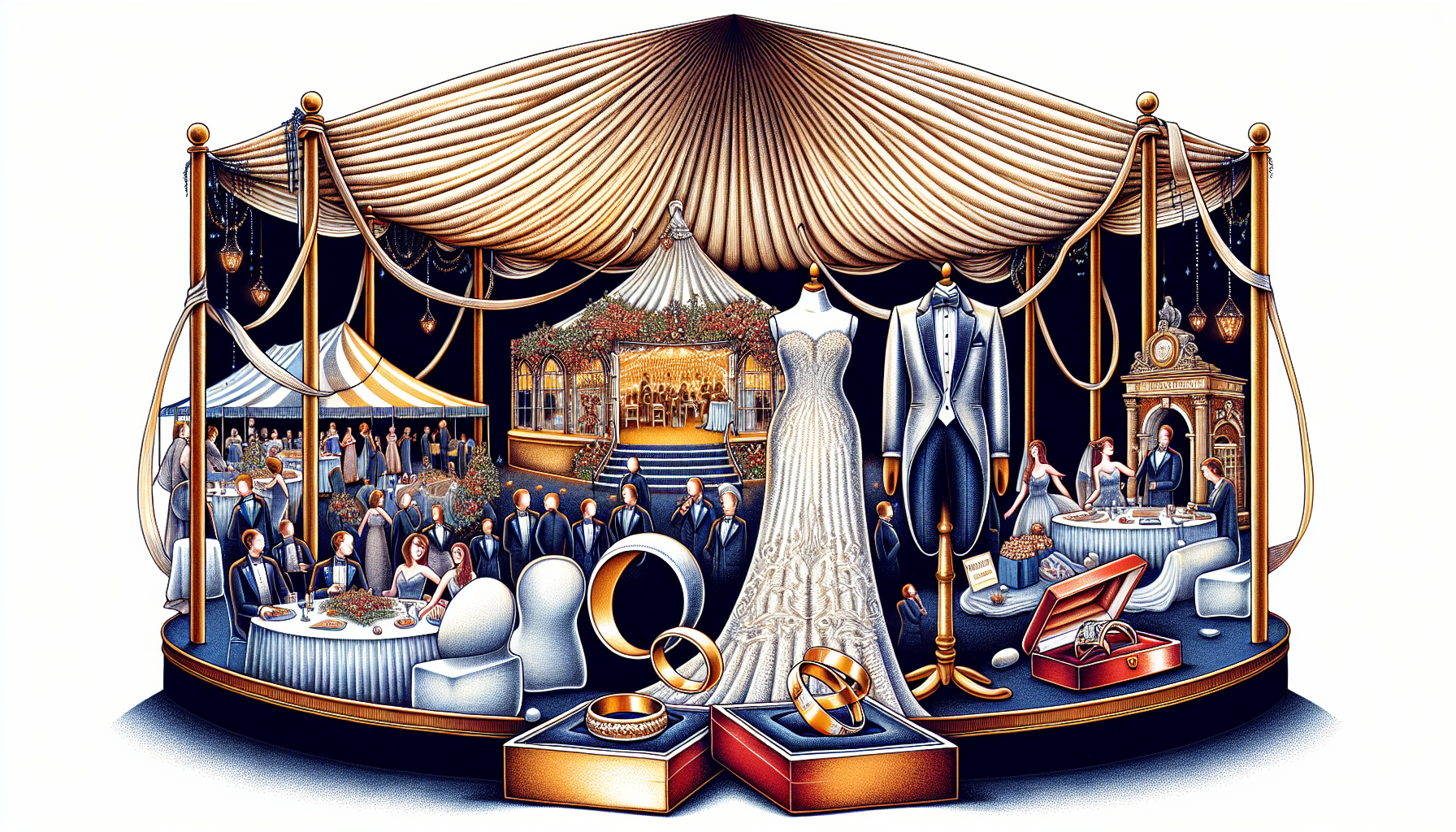Illustration of a customized wedding insurance policy with add-ons like marquee cover and public liability insurance