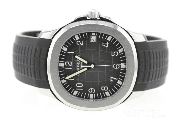 black patek philippe aquanaut chronograph function stainless steel face