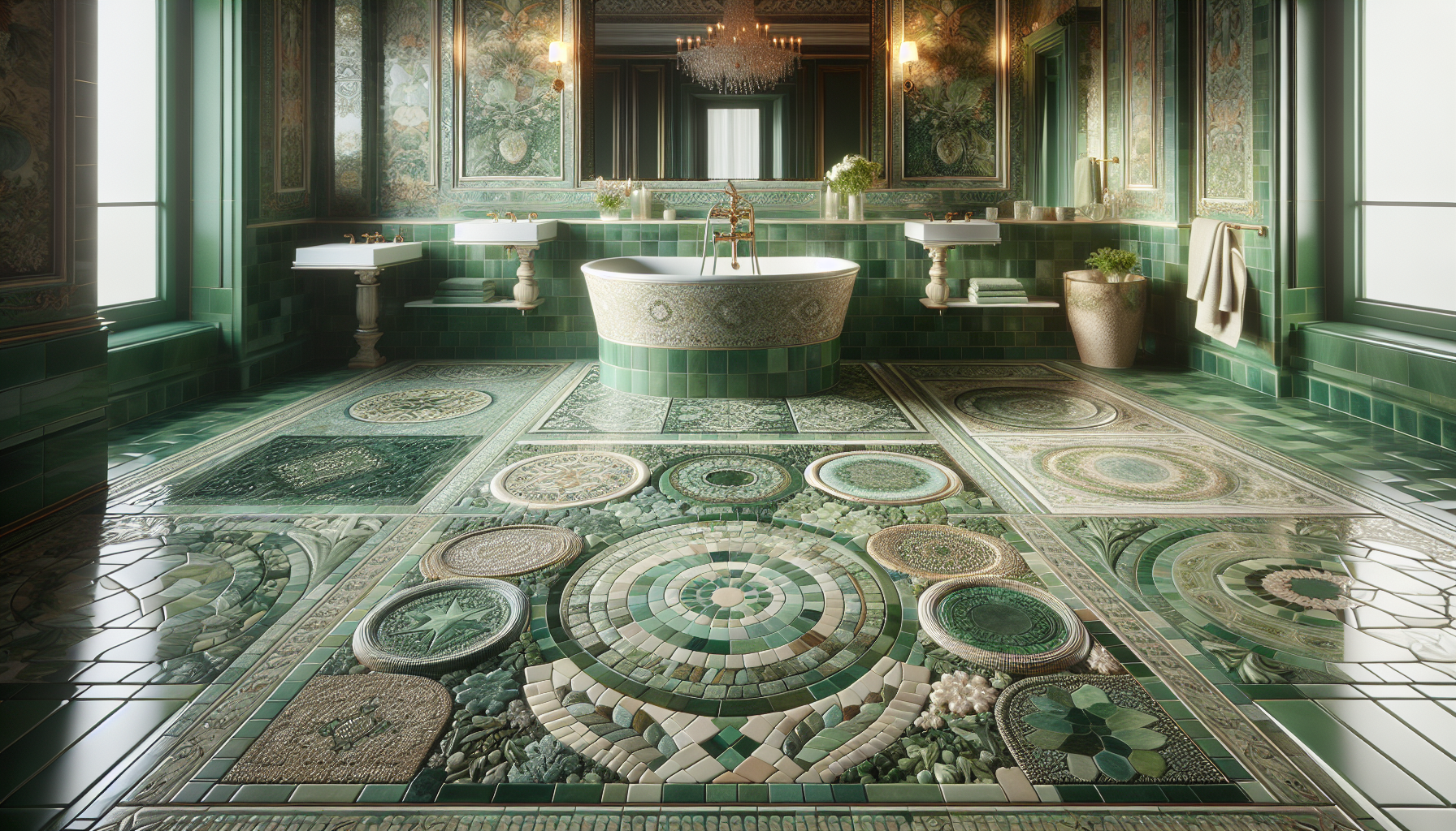 Elegant green floor tiles