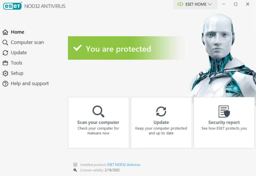 صورةٌ لواجهة استخدام إيسيت (ESET)