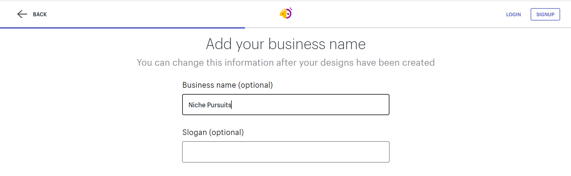 type in business name