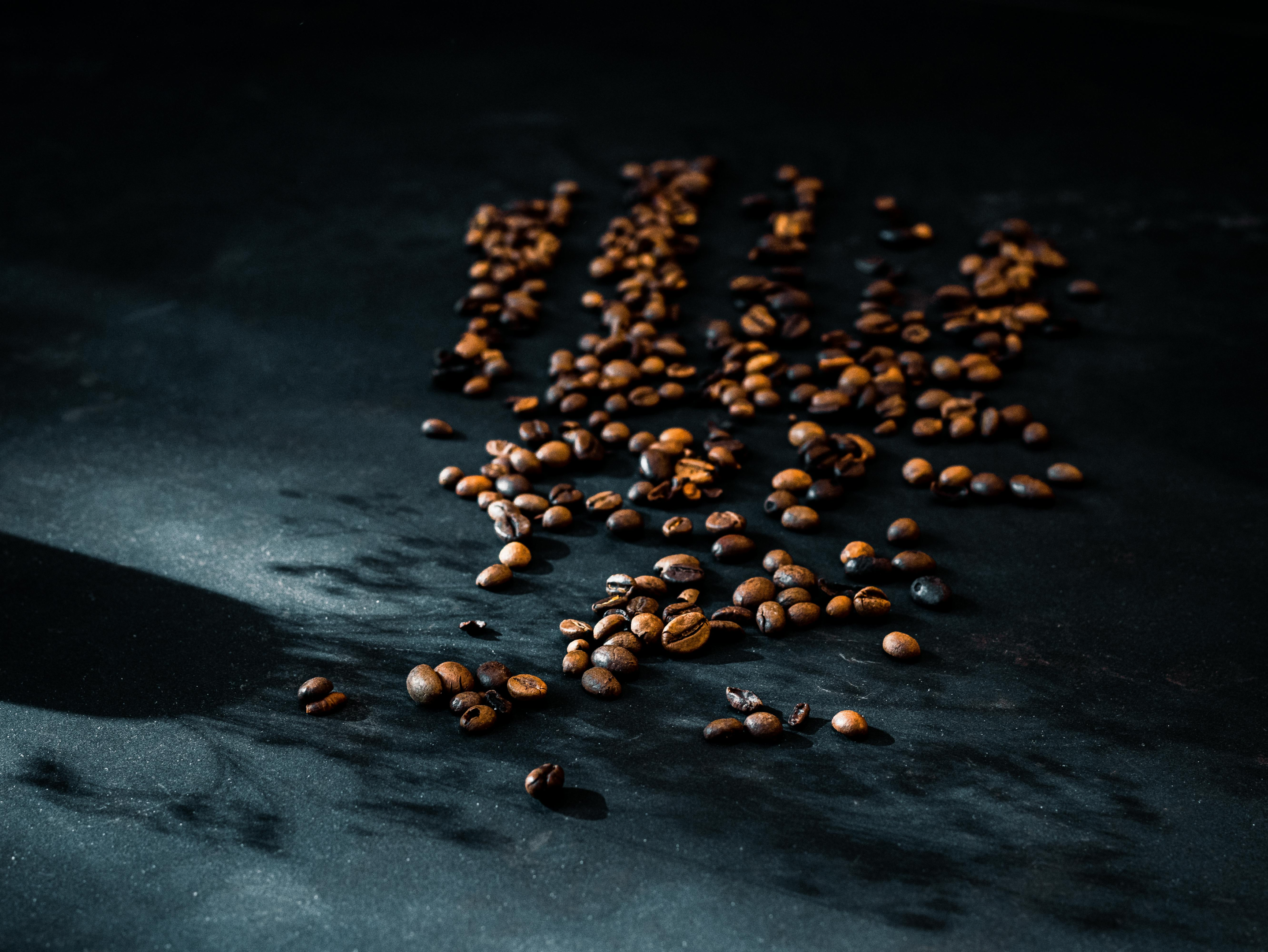 Coffee beans on a counter top