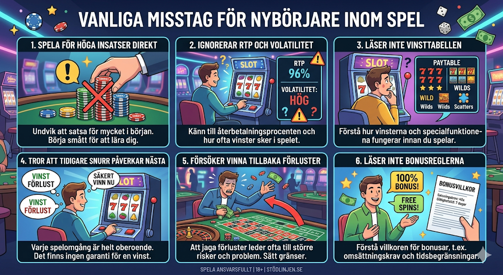 Vanliga misstag i slots – undvik höga insatser, ignorera inte RTP och spela ansvarsfullt i online casino.