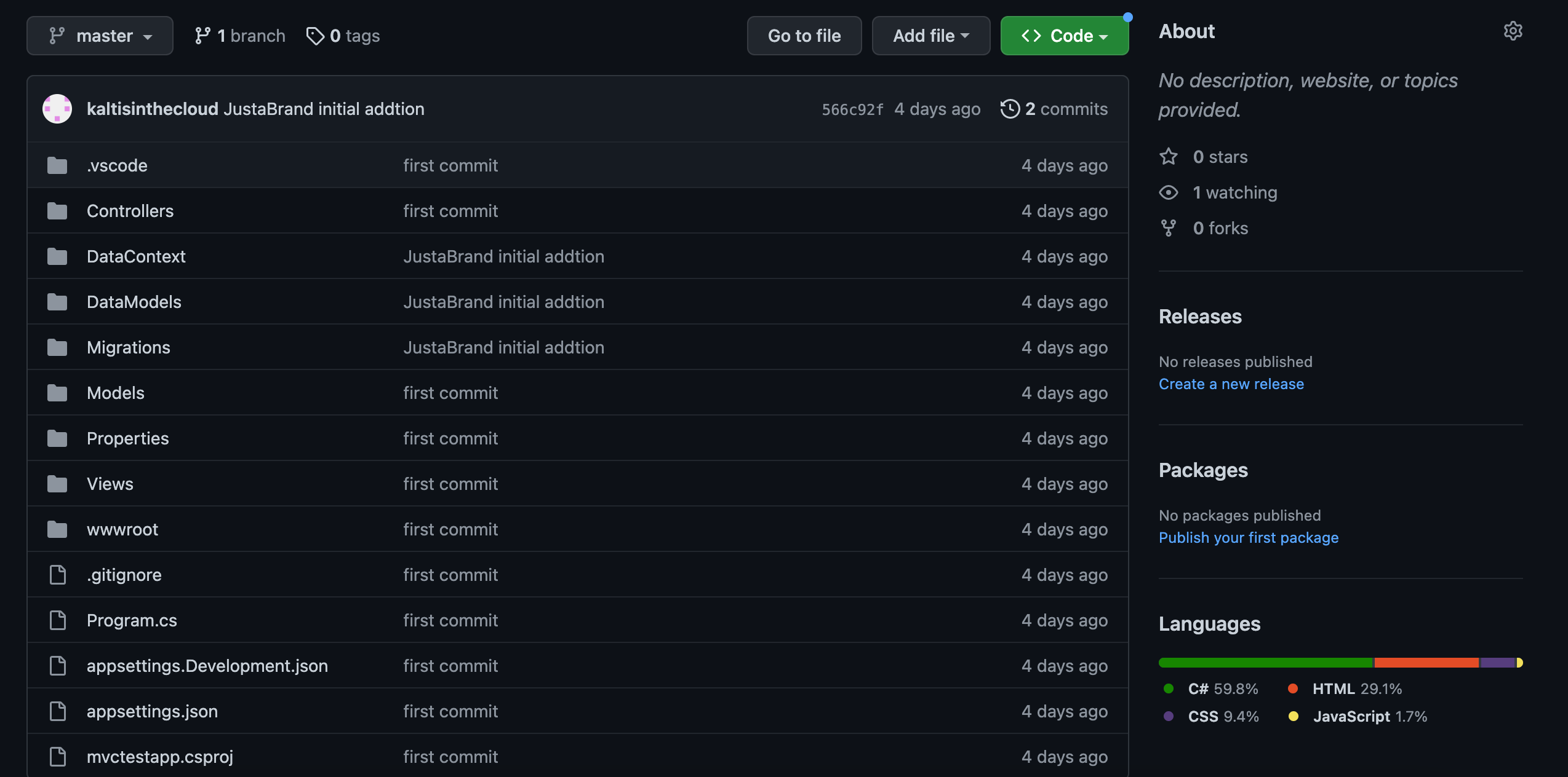 GitHub repository display