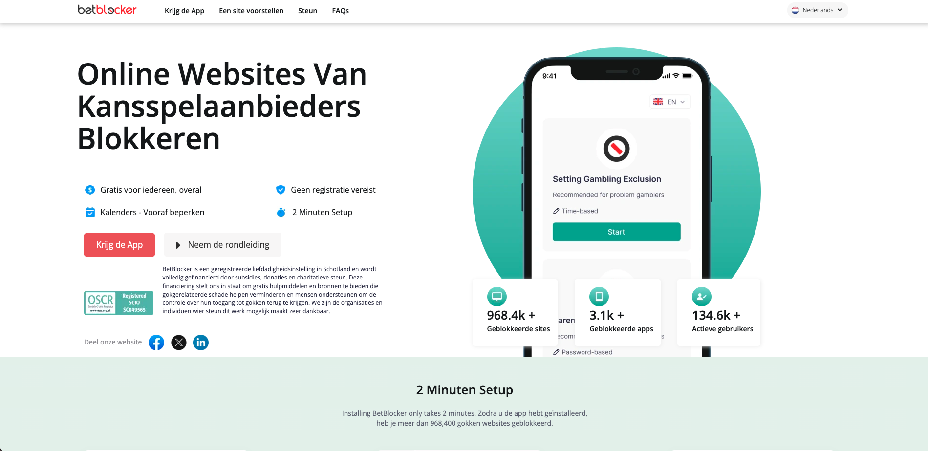 BetBlocker website met uitleg over het blokkeren van goksites en kansspelaanbieders.