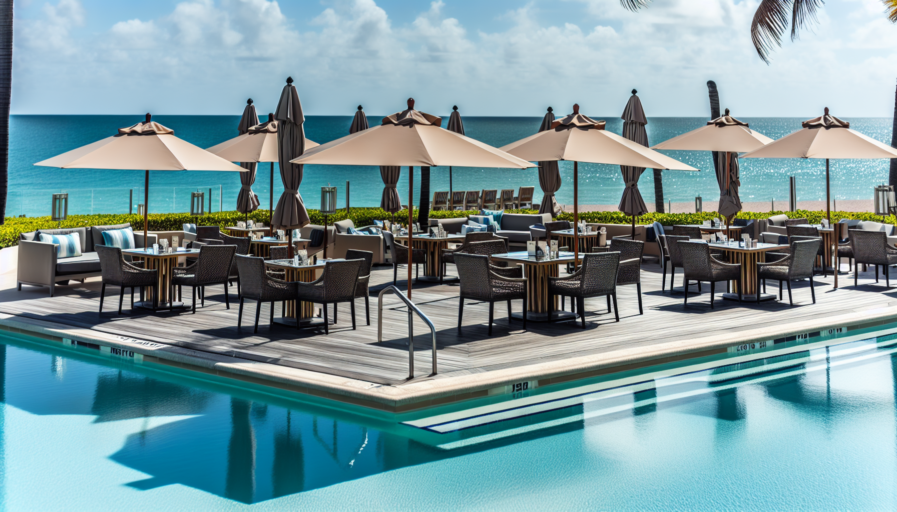 Relaxing poolside café with oceanfront view at Ritz Carlton Fort Lauderdale