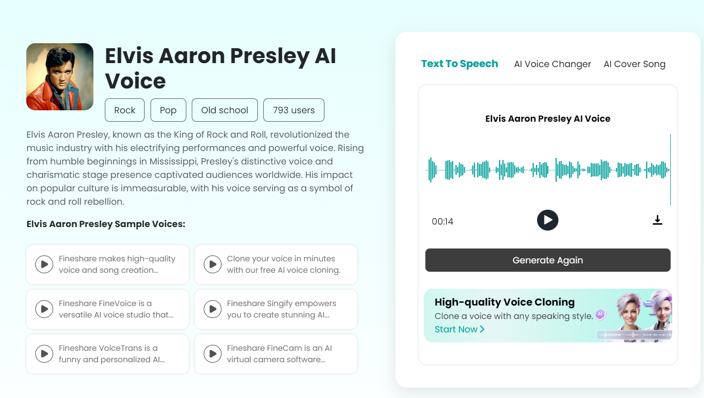 Generate Elvis Presley AI Voice