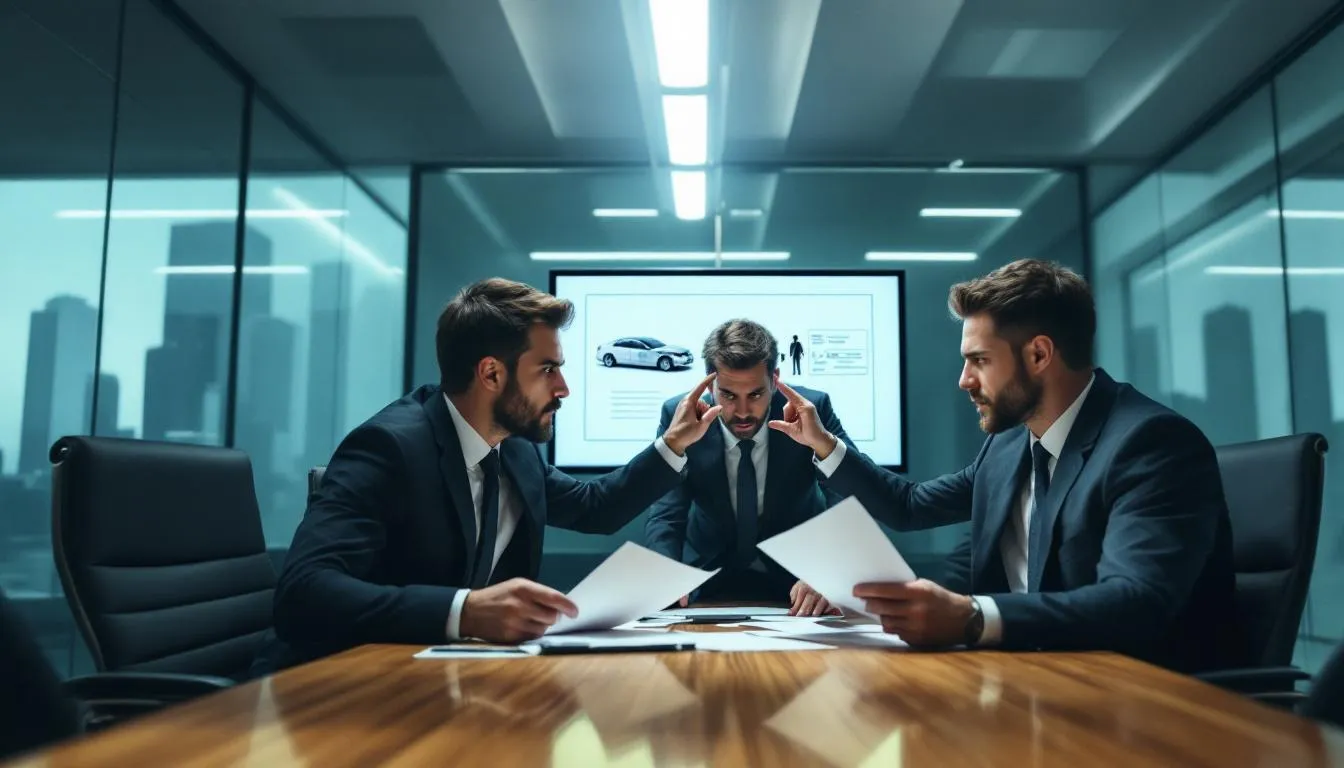 A legal team discussing a car accident case.