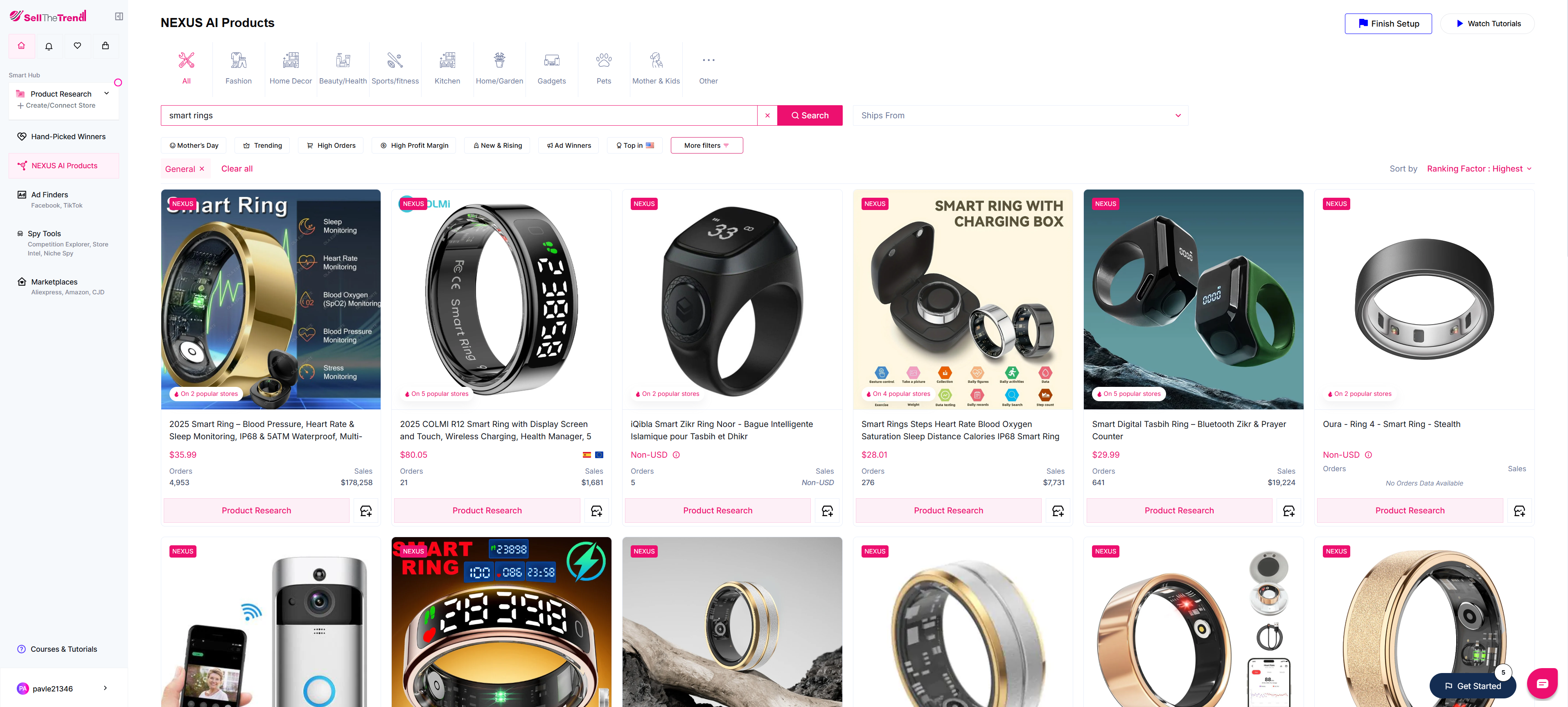 using the sell the trend space to find a smart ring gadget