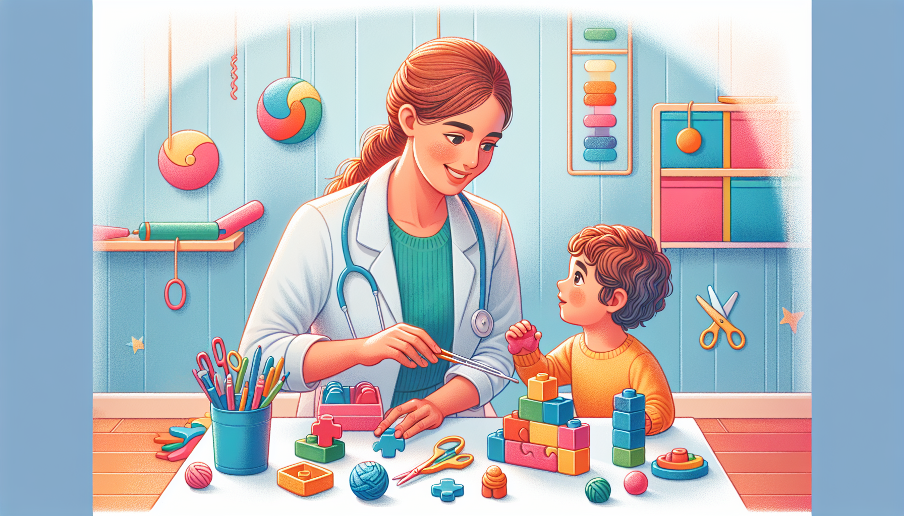 An illustration depicting the role of occupational therapy in enhancing fine motor skills.