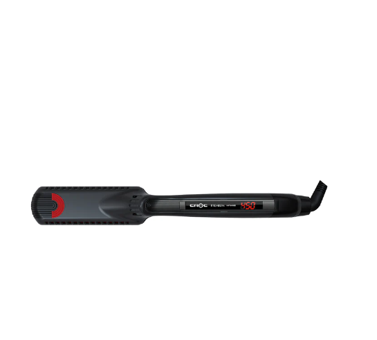 The black titanium plates are 1.5 inches wide, making it easy to straighten and style hair of all lengths and textures. The sleek and stylish design of the flat iron is perfect for use in any salon or at home. 