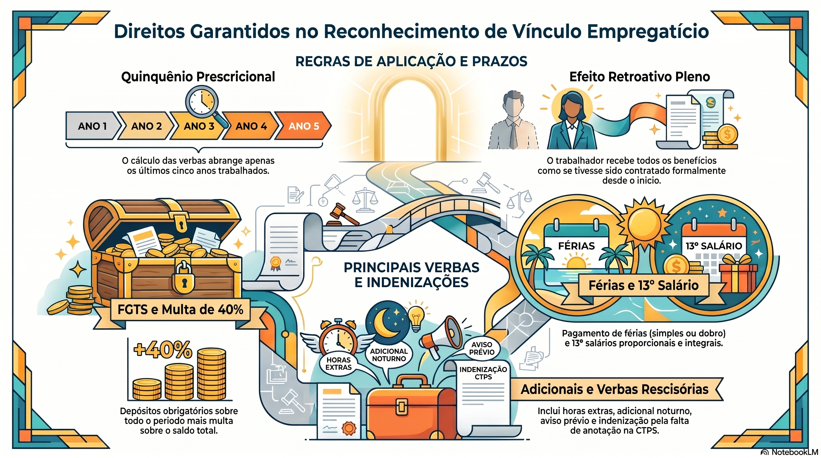 Quais s&atilde;o as verbas devidas quando o juiz reconhece a caracteriza&ccedil;&atilde;o do v&iacute;nculo empregat&iacute;cio pela CLT?
