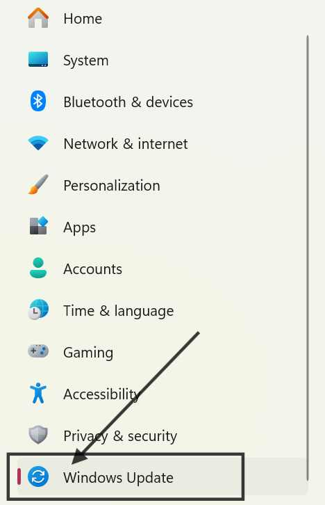 Windows update in Windows 11.