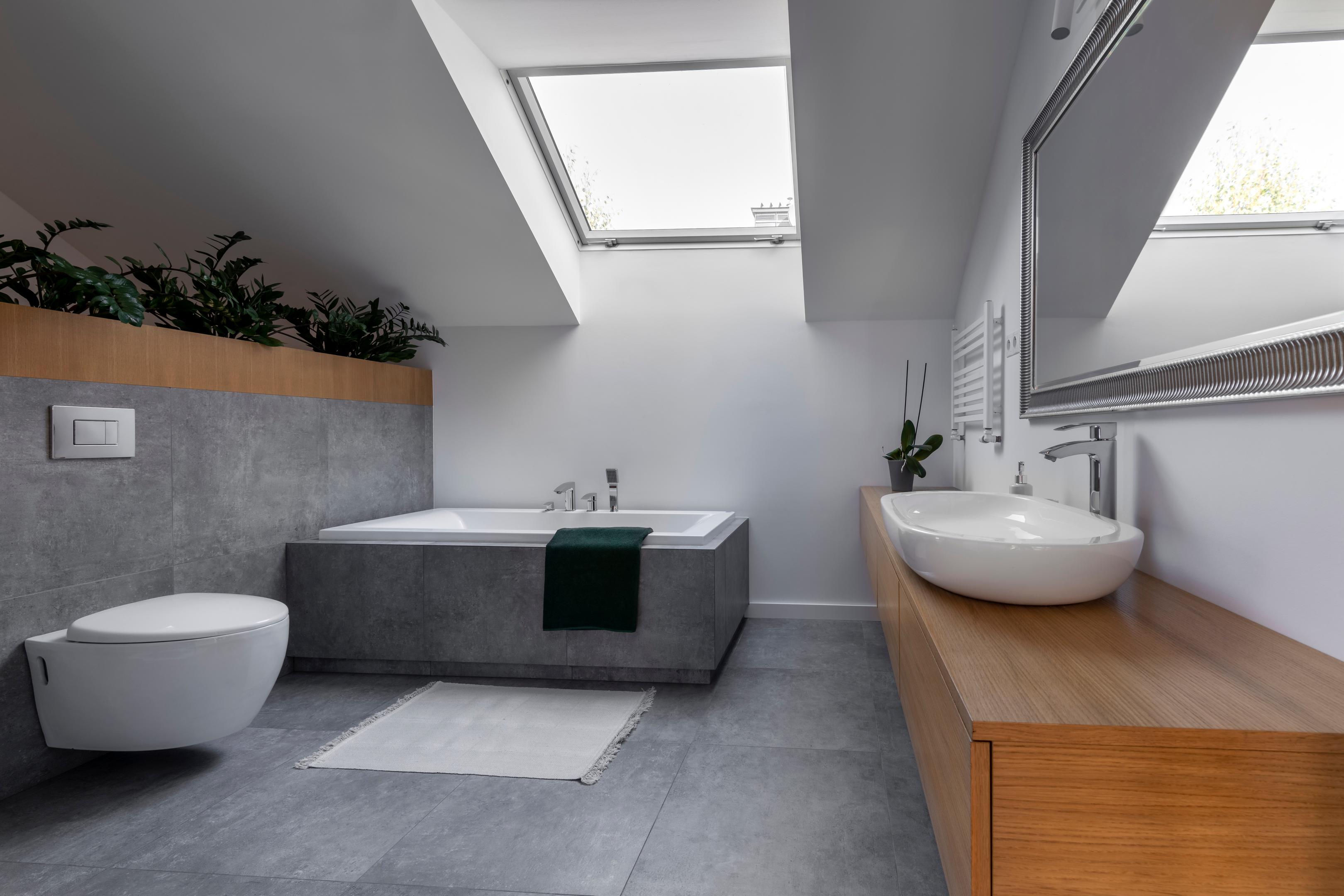 flat rooflight interior view in bathroom 