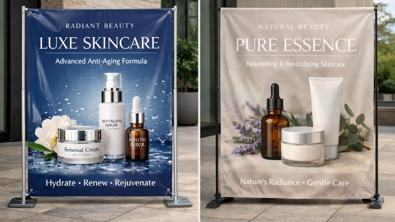 Side by side comparison of vinyl and polyster banner