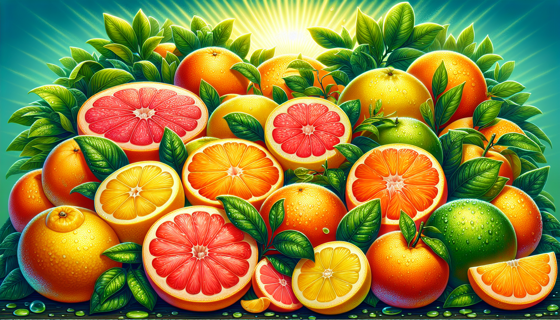 Illustration of citrus fruits like oranges and lemons, rich in vitamin C
