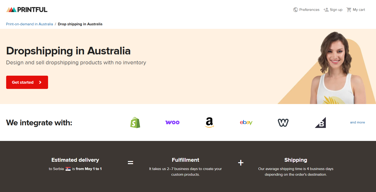 printful landing page screenshot
