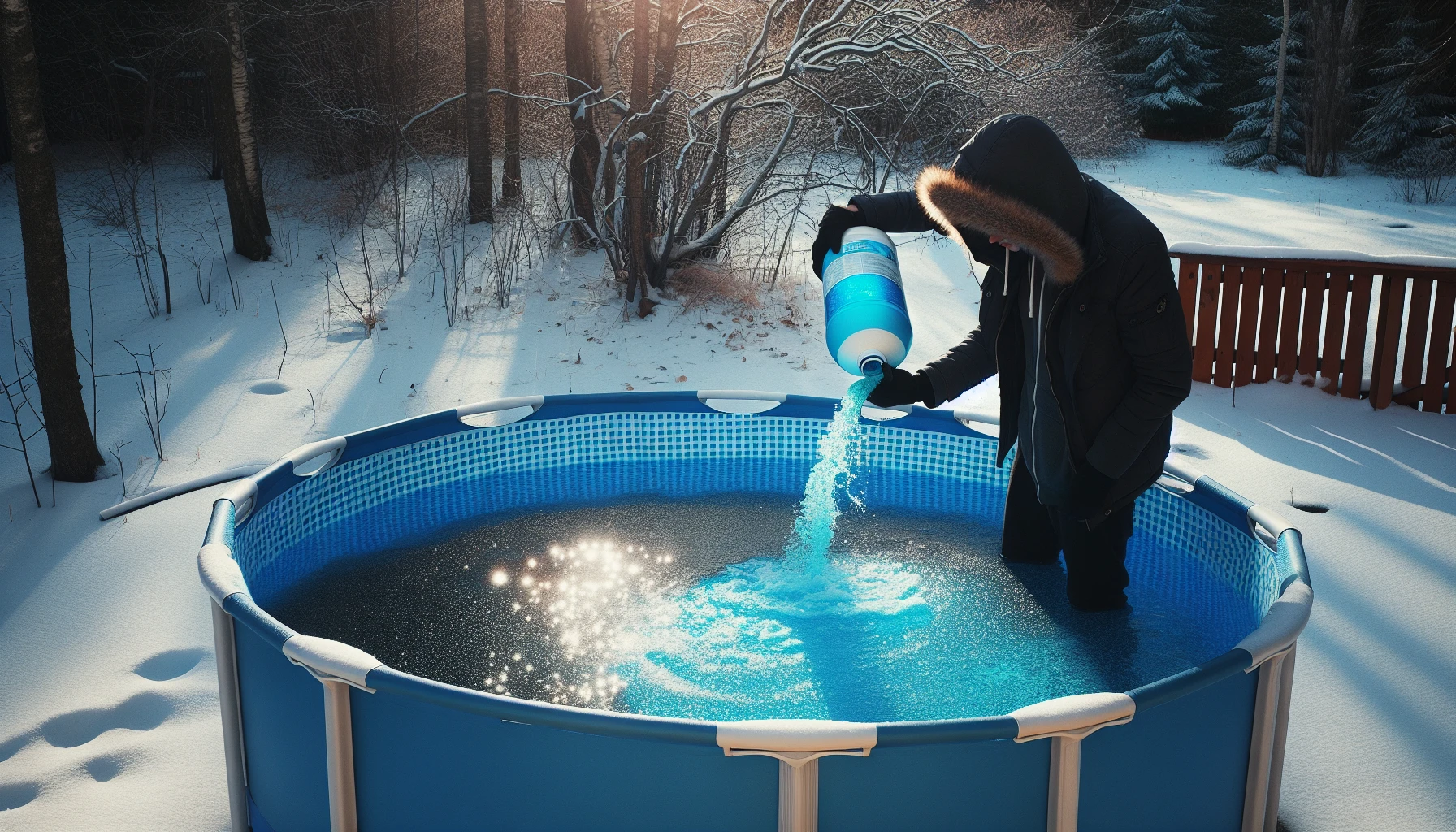 Adding Winterizing Chemicals to Pool