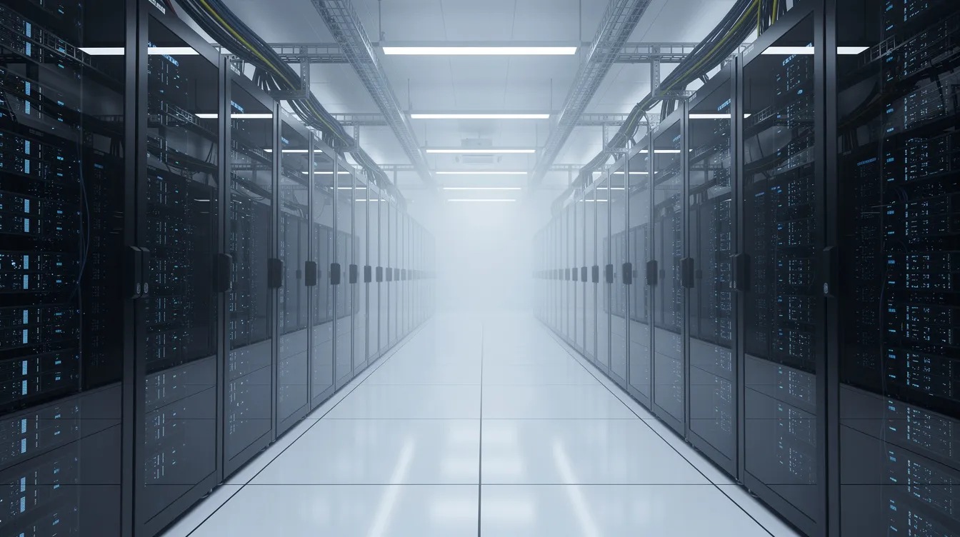 Rows of servers in a cloud data center