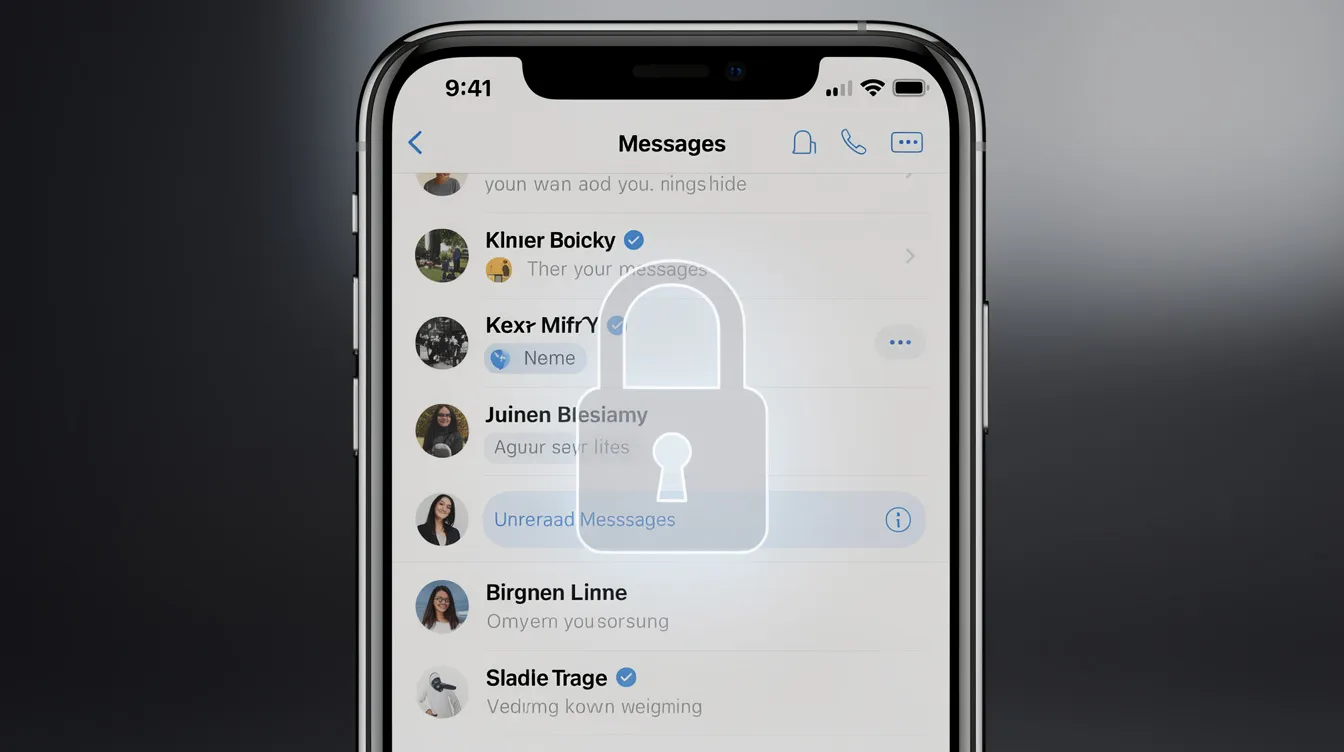 The image shows a close-up of a smartphone screen displaying message notifications with a padlock icon overlay, indicating a focus on security. This visual emphasizes the importance of protecting personal information and preventing scams, such as those that may target WhatsApp accounts.