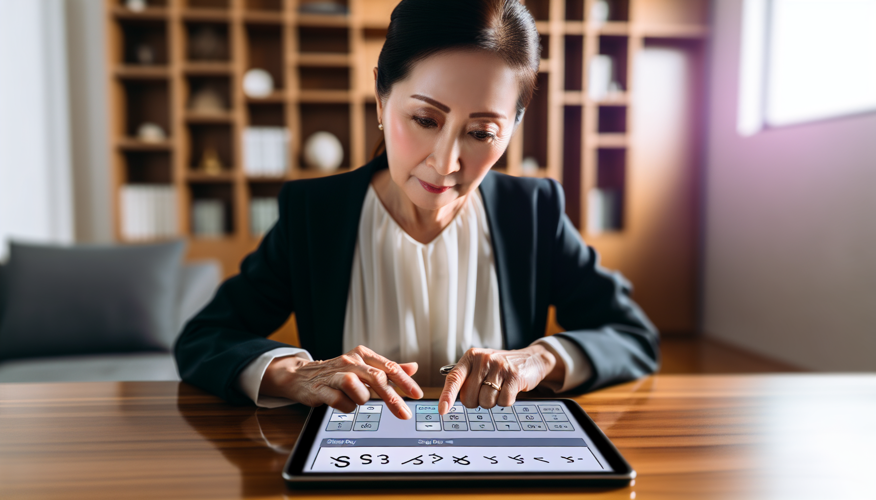 Photo of a person using a stamp duty calculator on a digital tablet