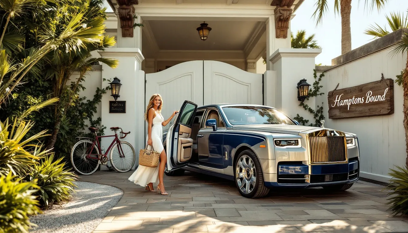 A private car service ready for passengers, demonstrating luxury travel options to the Hamptons.