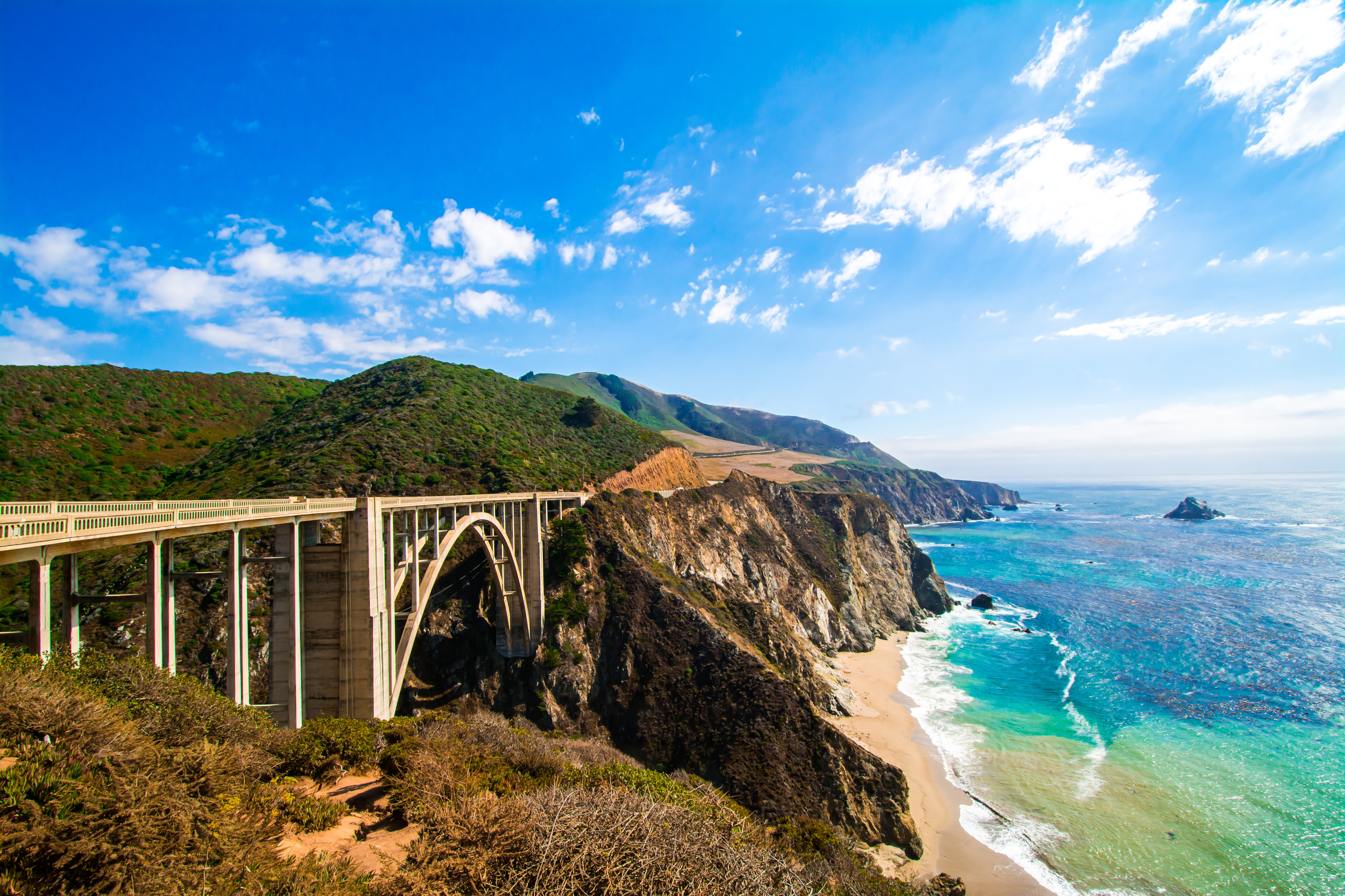 A view of the Pacific Coast Highway in California in Big Sur