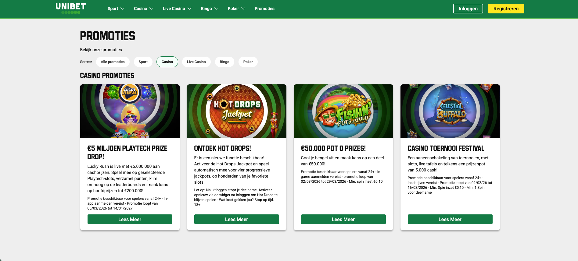 Unibet casino promoties