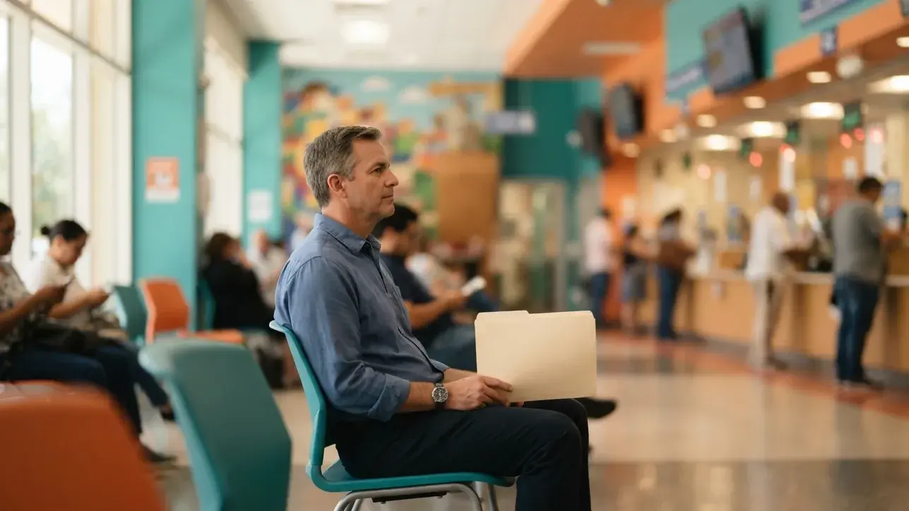 Applicant reviewing a flight itinerary before submitting a passport to a consulate