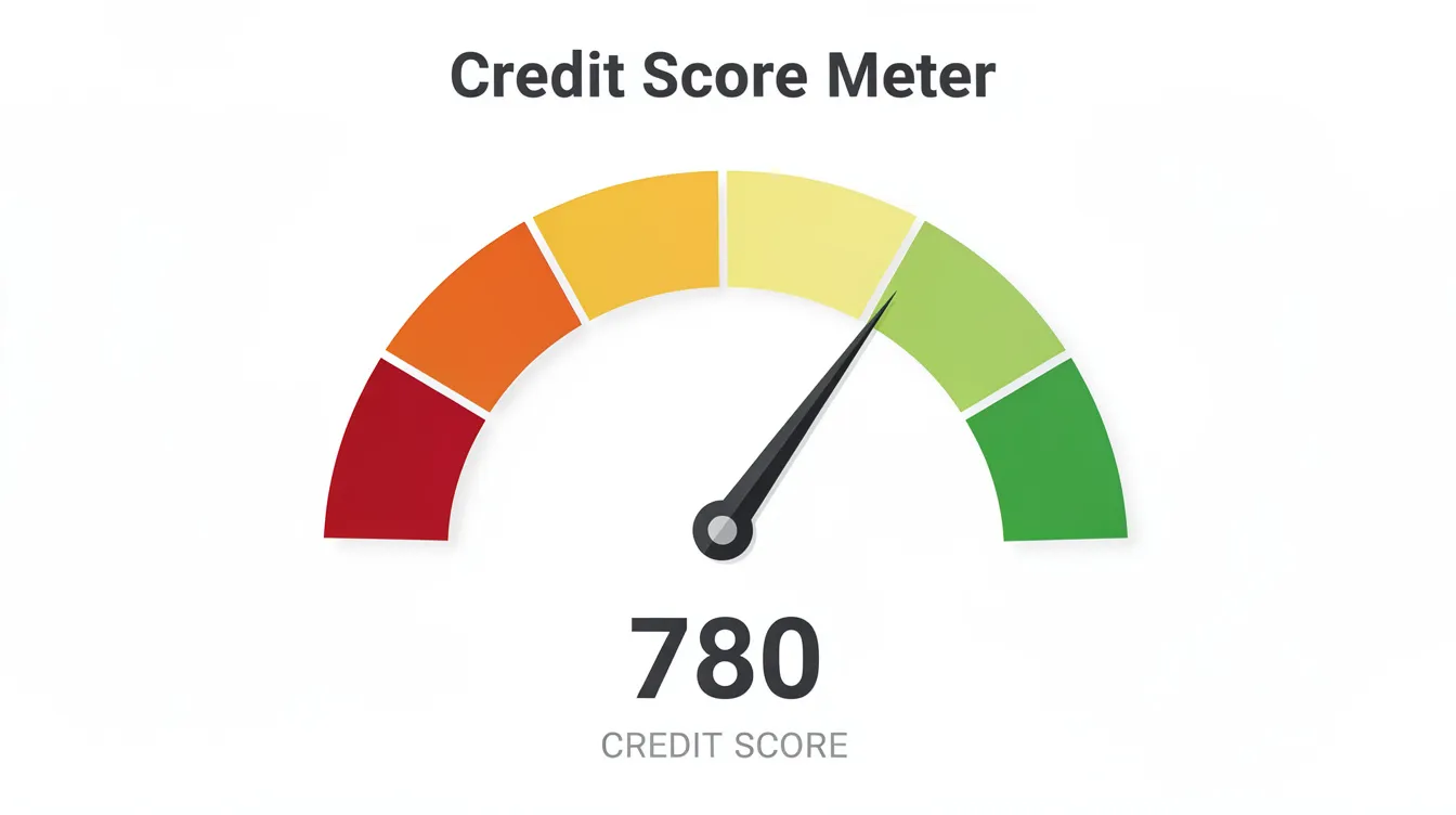 The image depicts a credit score meter, illustrating a range from poor to excellent credit scores, which is crucial for real estate investors seeking financing options like private money or traditional lenders. Understanding credit scores is essential for securing funding, negotiating earnest money deposits, and closing real estate deals effectively.
