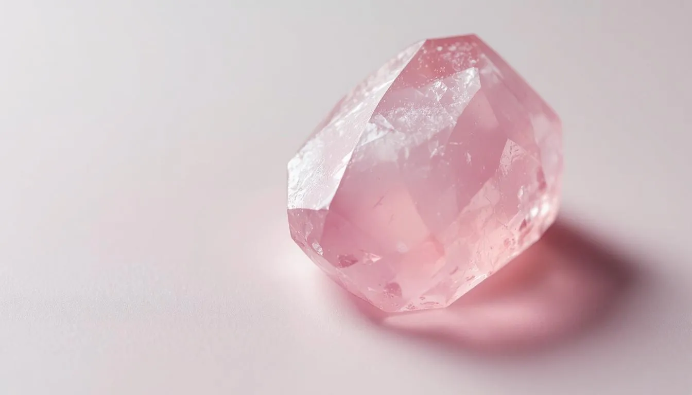 The image features a beautiful pair of handmade rose quartz dangle earrings, crafted with sterling silver and accented by sparkling cubic zirconia. These unique earrings are believed to promote emotional healing and universal love, making them a perfect gift for friends or family on special occasions.