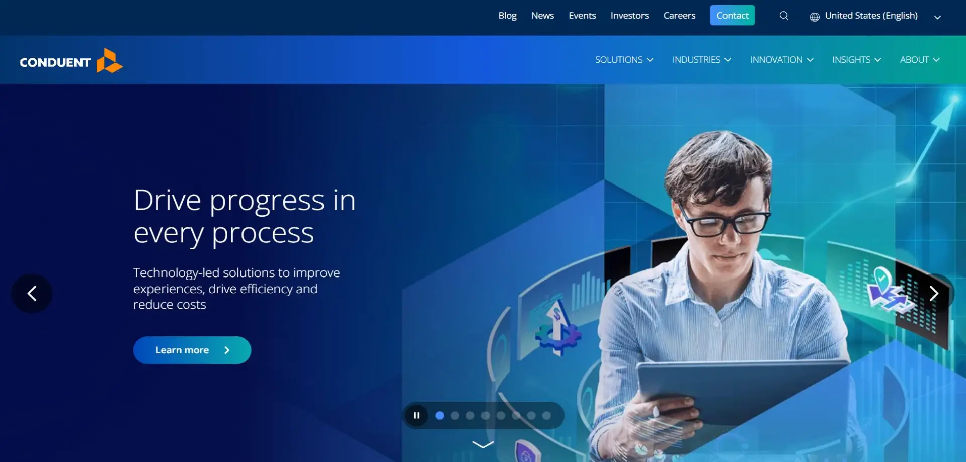 Homepage of Conduent website
