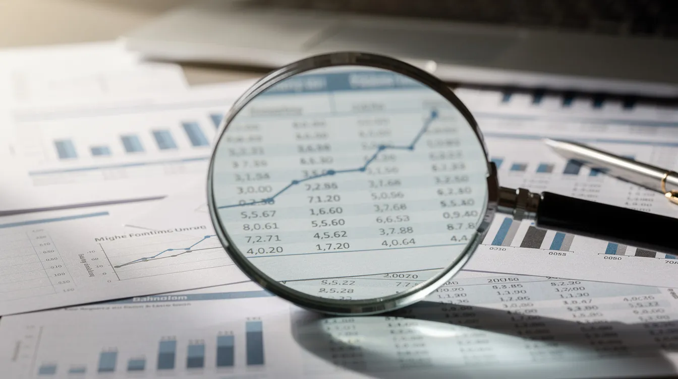 The image depicts a magnifying glass closely examining a stack of financial documents, symbolizing the careful scrutiny involved in the employee retention credit (ERC) claim process. This visual emphasizes the importance of understanding tax credits and ensuring accurate documentation for businesses seeking maximum benefits from the ERC program.