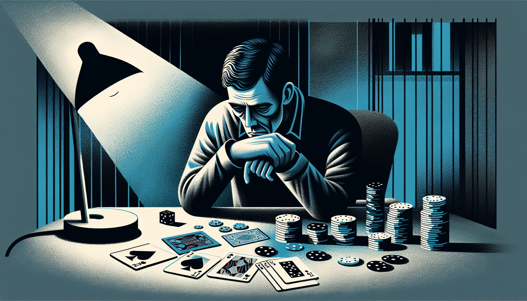 Illustration of a person struggling with gambling addiction