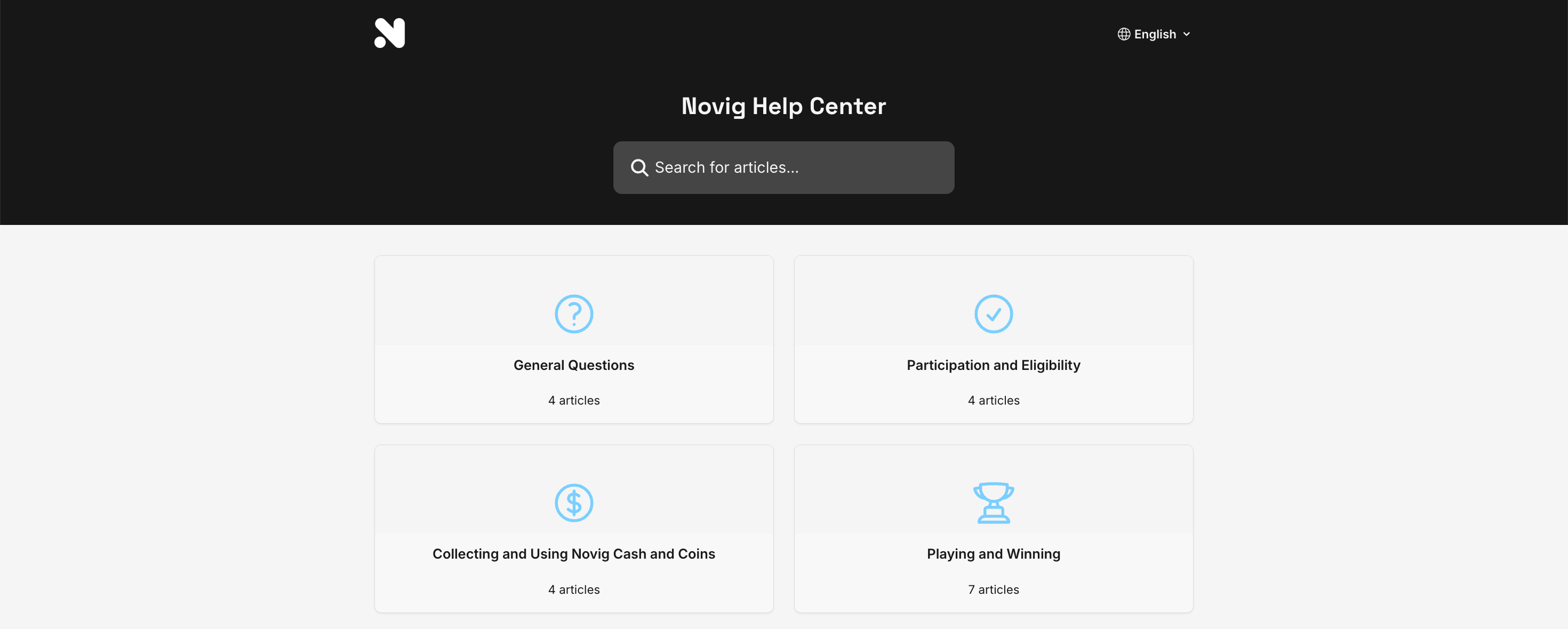 novig help center featuring faqs