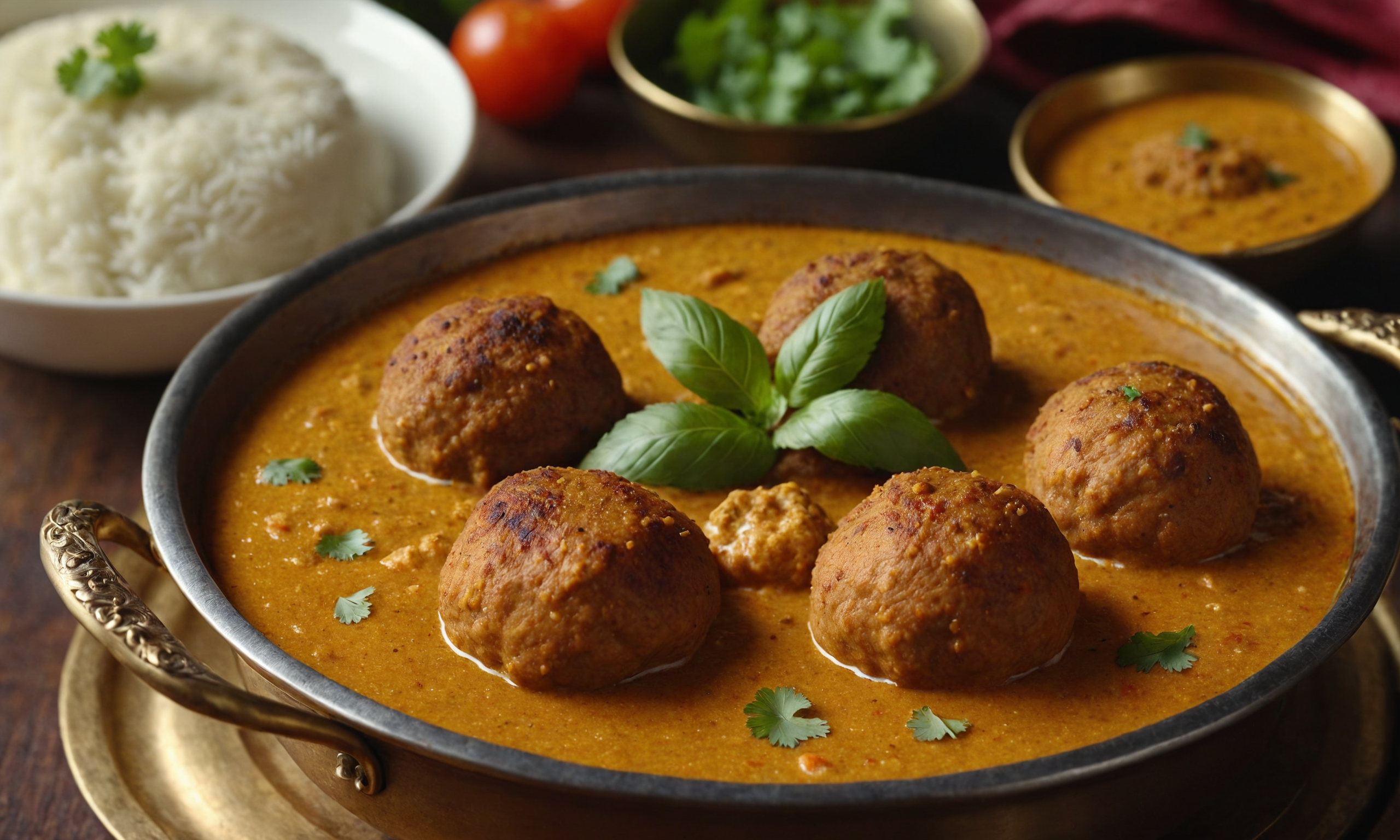 Malai Kofta: Creamy and flavourful Indian dish with fried dumplings in a rich gravy.
