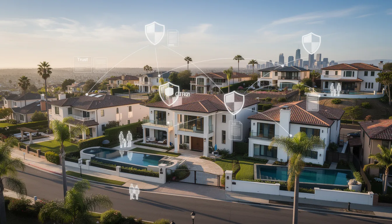 The image depicts a luxurious residential area in Orange County, showcasing upscale homes that reflect the need for sophisticated estate planning and asset protection. This serene environment emphasizes the importance of experienced estate planning attorneys who can help families navigate the complexities of estate tax planning and secure their financial future.