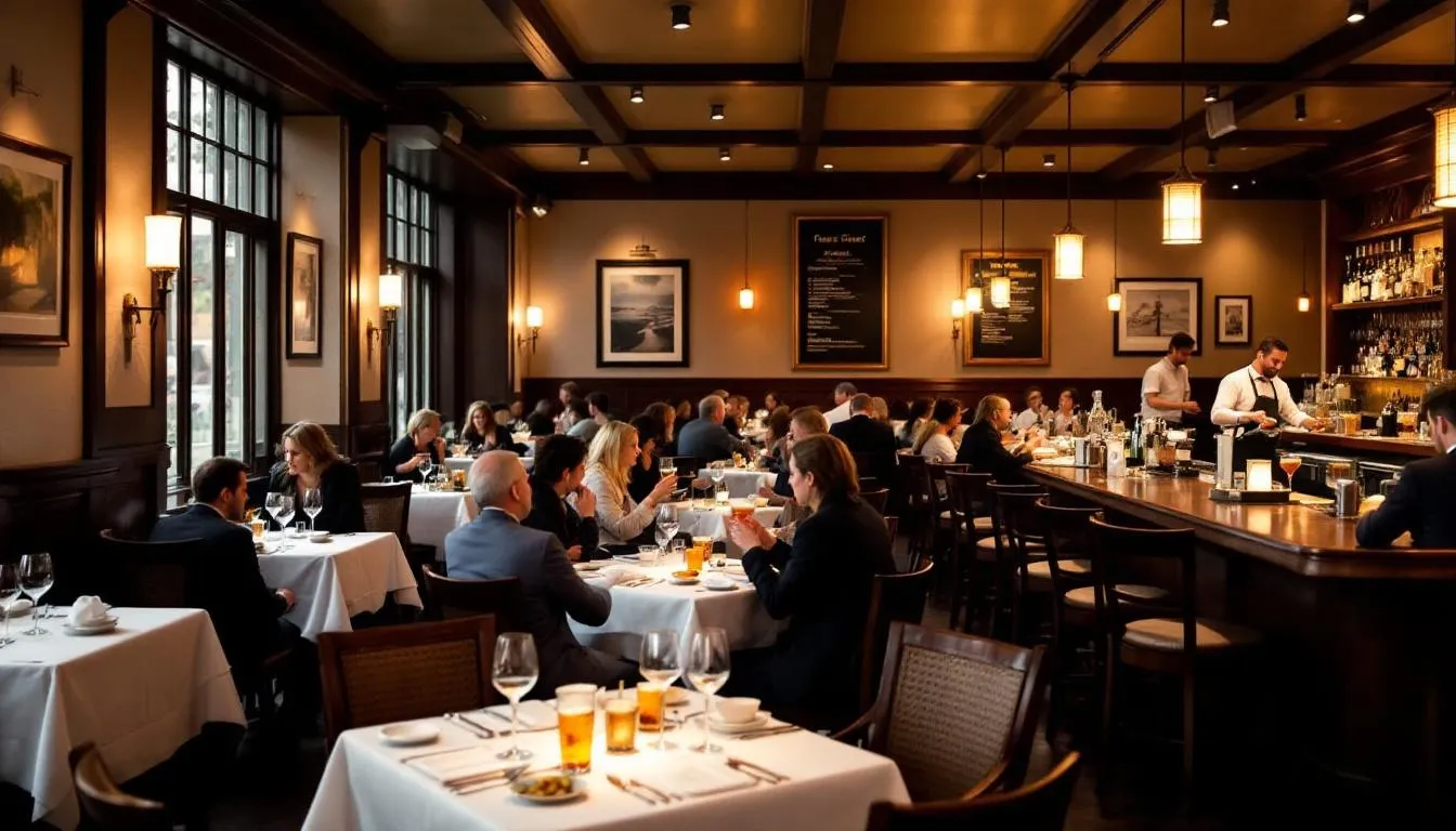 A full service restaurant features dedicated waitstaff providing exceptional service in an inviting ambiance, offering a diverse range of menu options for an enjoyable dining experience. Guests can savor high-quality food and full course meals, making it a popular choice for casual outings and fine dining.