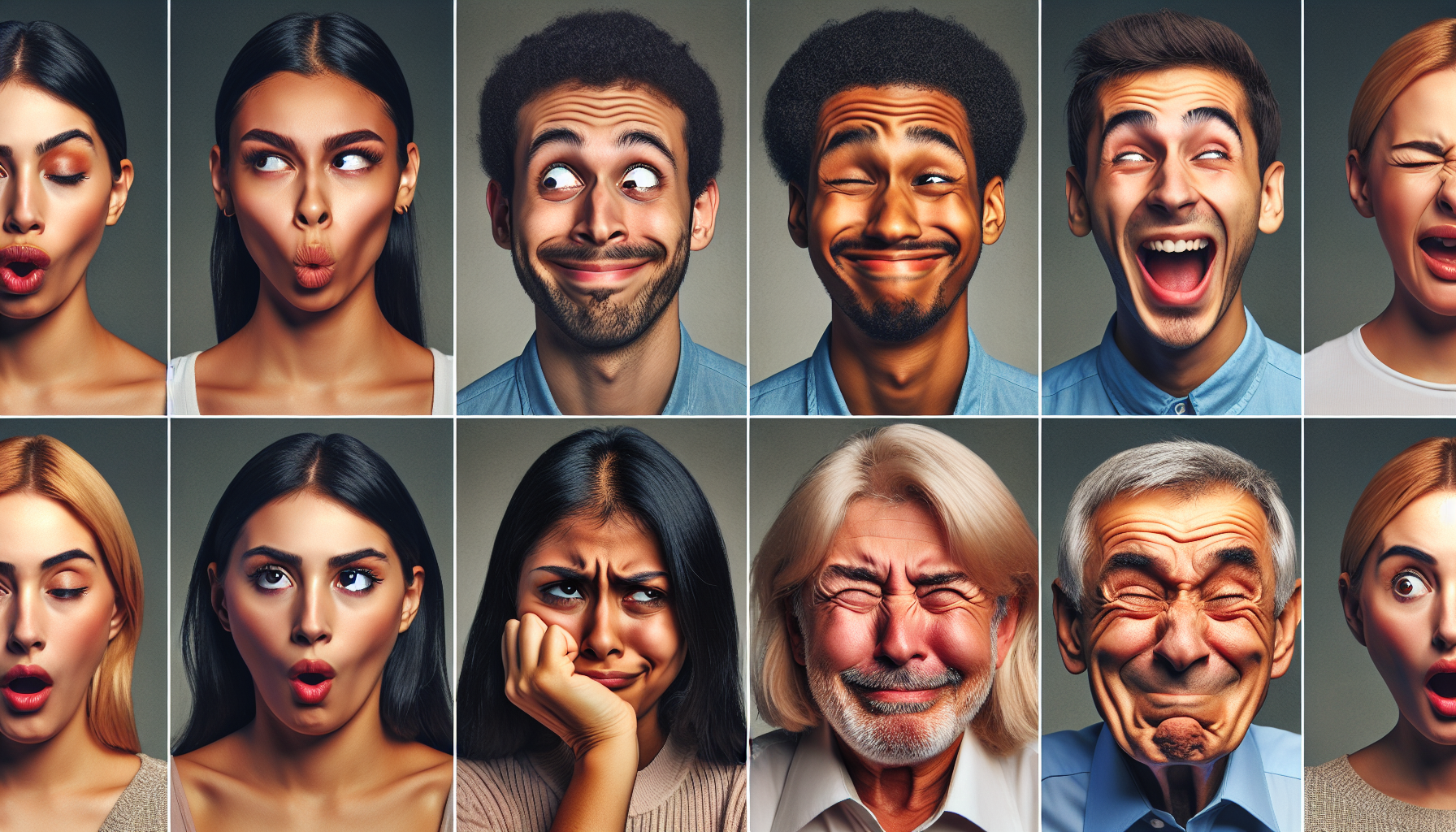 Various facial expressions depicting emotions