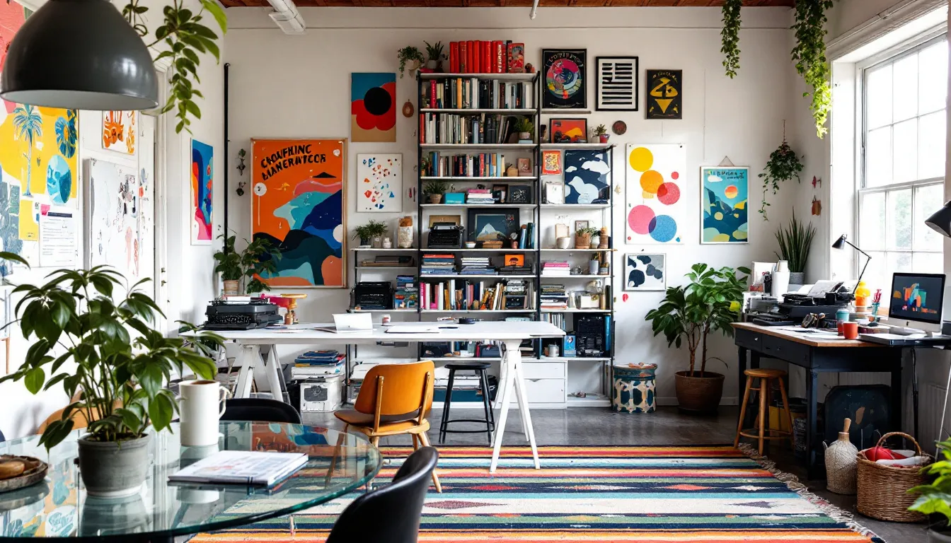 A vibrant graphic design studio in Asheville, NC, showcasing creativity.