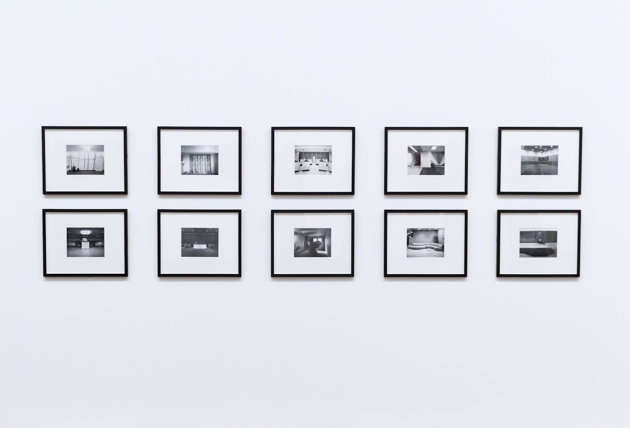 Frames with photos on the wall