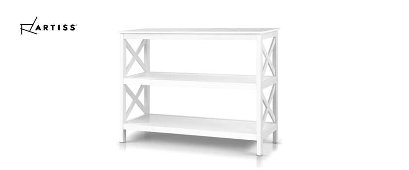 An Artiss wooden console table in white.