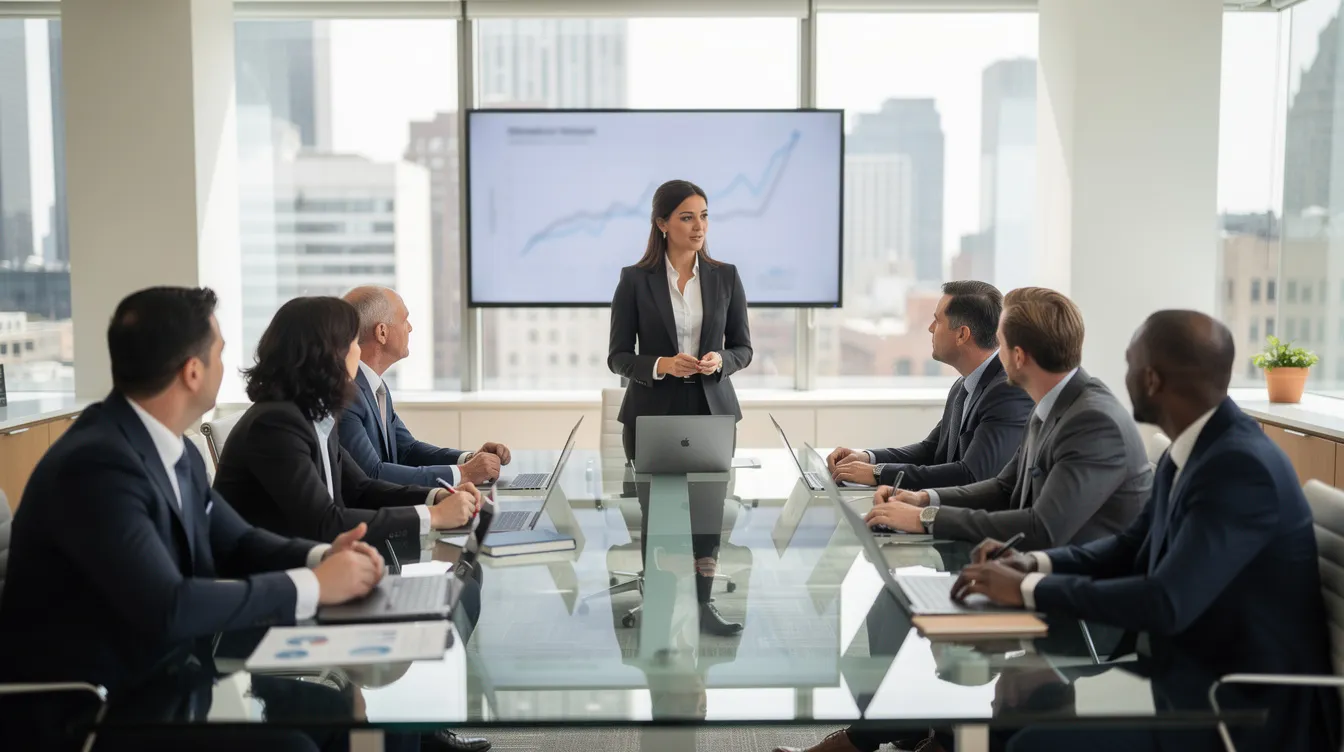 The image depicts a professional business team engaged in a meeting within a modern office setting, with diverse employees discussing strategies related to employee retention credit and tax planning. The atmosphere is collaborative, highlighting the importance of teamwork in navigating financial topics such as the employee retention tax credit and other business recovery initiatives.