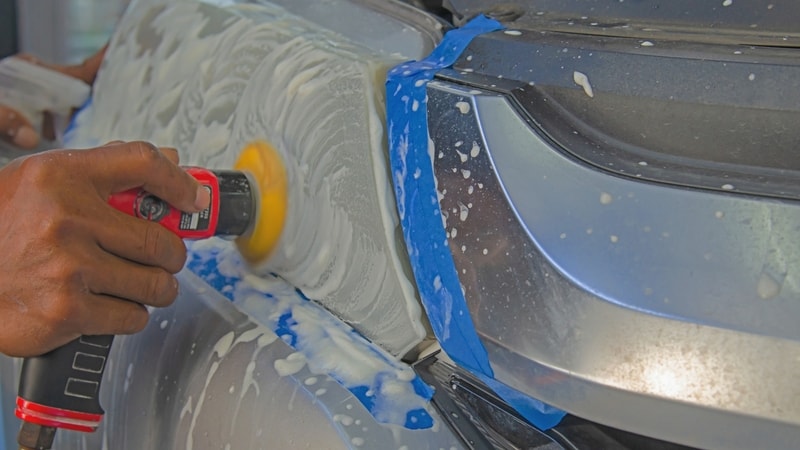 Cleaning of Headlights using Drill-attached buffer