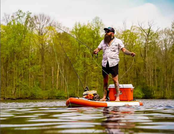 fishing on a paddle board