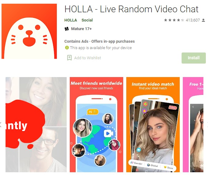 1.) Holla - Live Random Video Chat