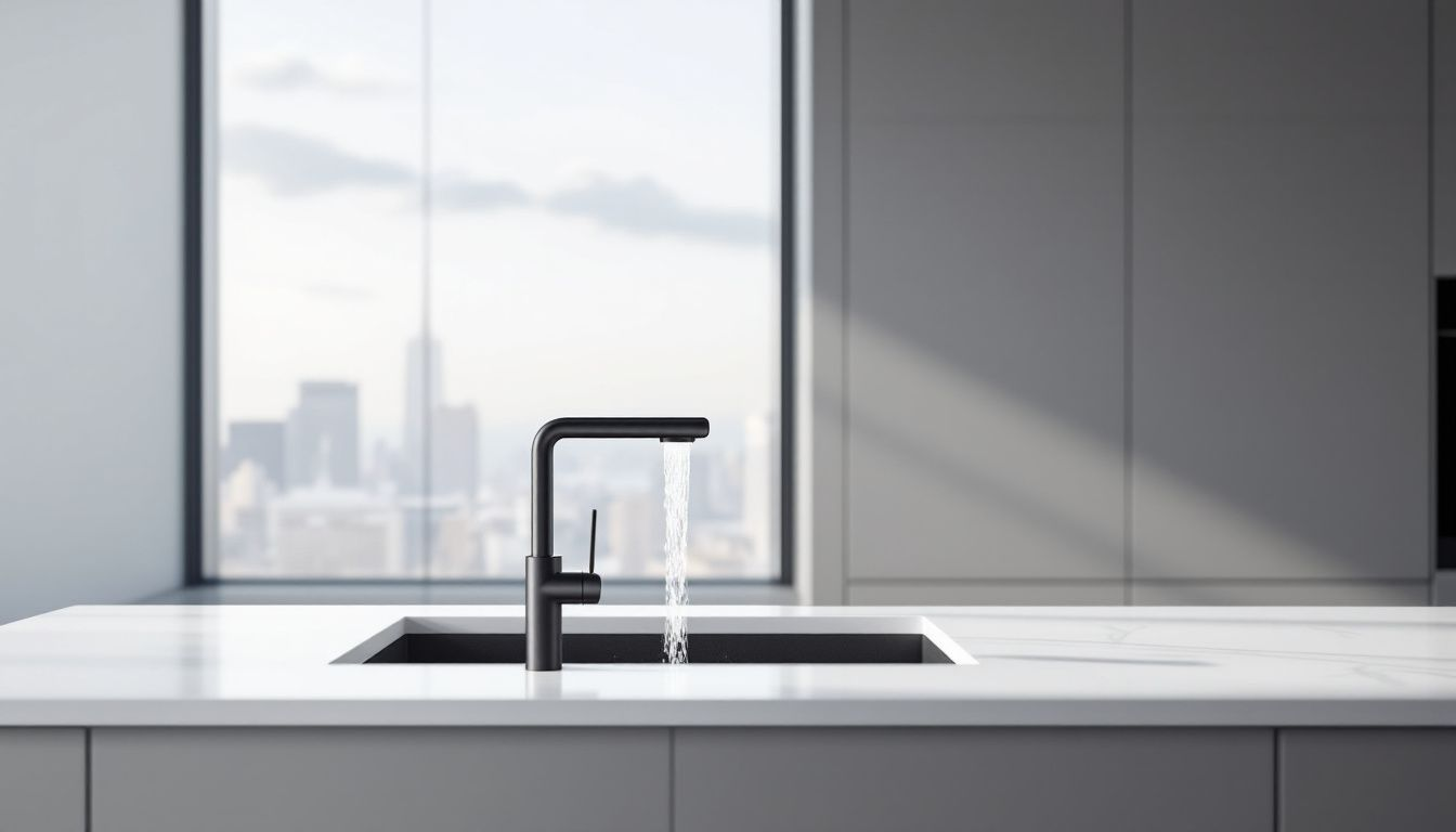 An expert giving advice on choosing filtered kitchen taps.