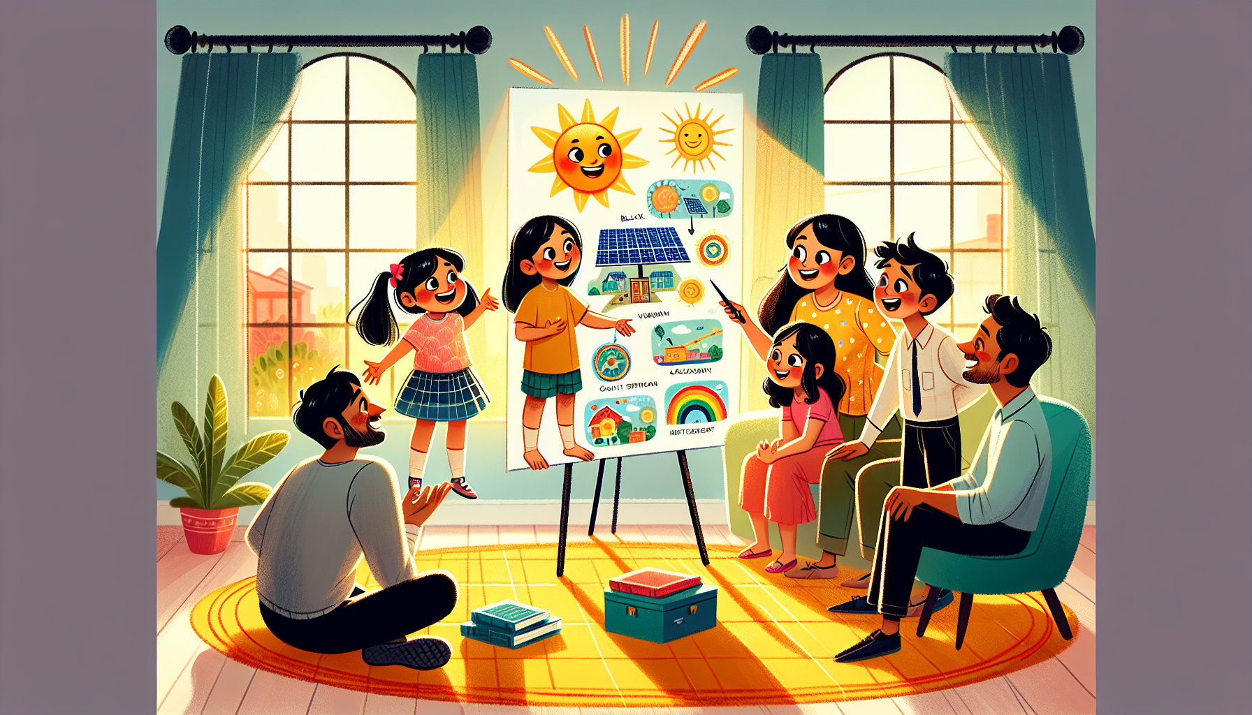 An illustration of a family choosing the right solar system for their home.