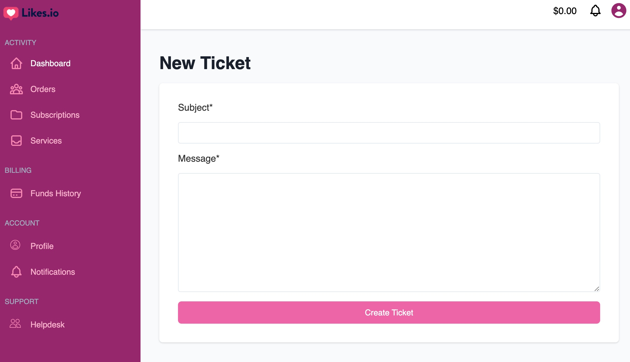 likes.io create ticket